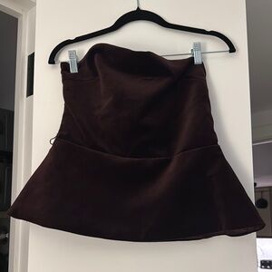 Zara Dark Brown Strapless Blouse